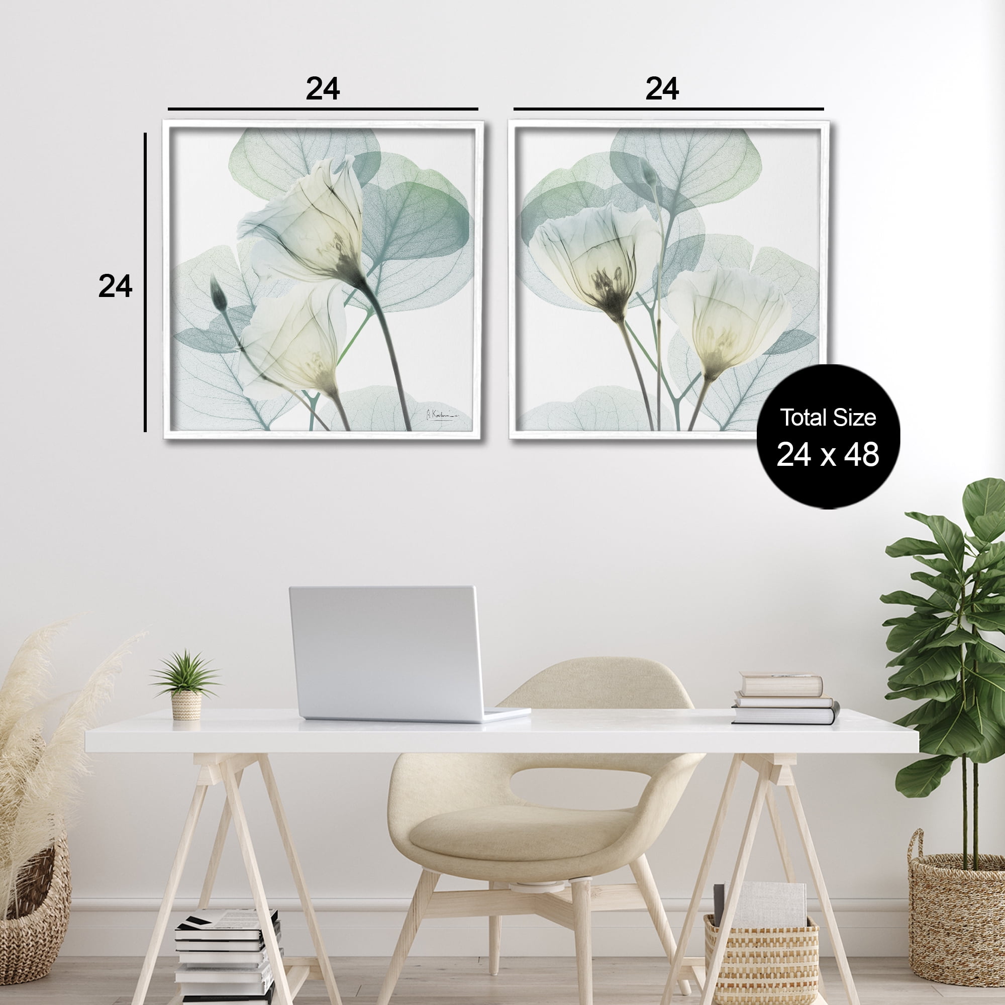 Stupell Industries Divine Fate Flowers 2 Piece White Framed Giclee Art Set, design by Albert Koetsier