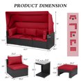 thumbnail image 2 of Haverchair Rattan Patio Furniture Set 7 Pieces with Retractable Canopy Wicker Sectional Sofa Set Daybed Outdoor Furniture Set with Adjustable Backrest and Cushions Storage Table,Red, 2 of 9