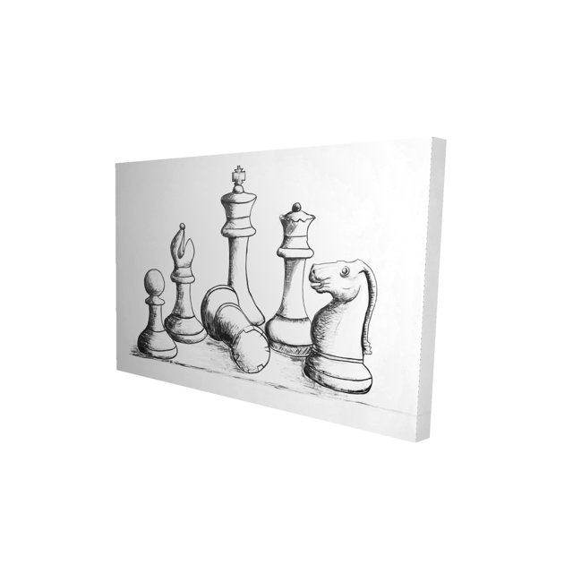 Pièces de Jeu d'Échecs - 24"x36 Pouces Toile - Impression à la Demande