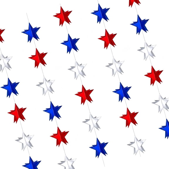 Set Of 5 Independence Day Themed Streamers Garlands Star Designs Paper Chains For Home Decoration