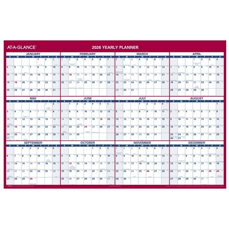 AT-A-GLANCE 2026 Vertical Horizontal Reversible Erasable Yearly Wall Calendar