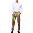 thumbnail image 2 of INSPIRE CHIC Men's Pants Bold Colorful Stripe Regular Fit Flat Front Dress Pants 30 Multicolor, 2 of 5
