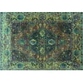 thumbnail image 1 of Ahgly Company Machine Washable Indoor Rectangle Oriental Turquoise Blue Industrial Area Rugs, 7' x 10', 1 of 4