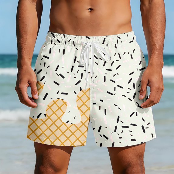 ibiyuan Mens Swim Trunks Ice Cream Shorts Baseball Shorts Quick Dry Breathable Board Shorts Beach Bathing Suit Lightweight Swimsuit Swimwear