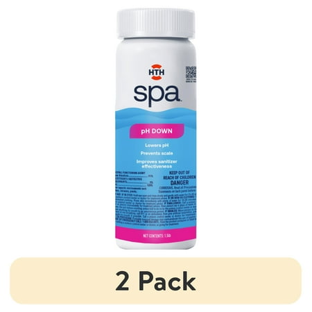 (2 pack) HTH Spa Care pH Down — Powder, 2.5 lb — Pool and Spa pH Decreaser to Balance Water Chemistry