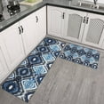 thumbnail image 2 of Blue Ethnic Geometric Pattern Kitchen Rugs Sets Of 2,Anti Fatigue Kitchen Mat Rugs Non Slip Washable,Decorative Kitchen Floor Mats for Kitchen,Sink,Laundry,17"x30"+17"x47", 2 of 7