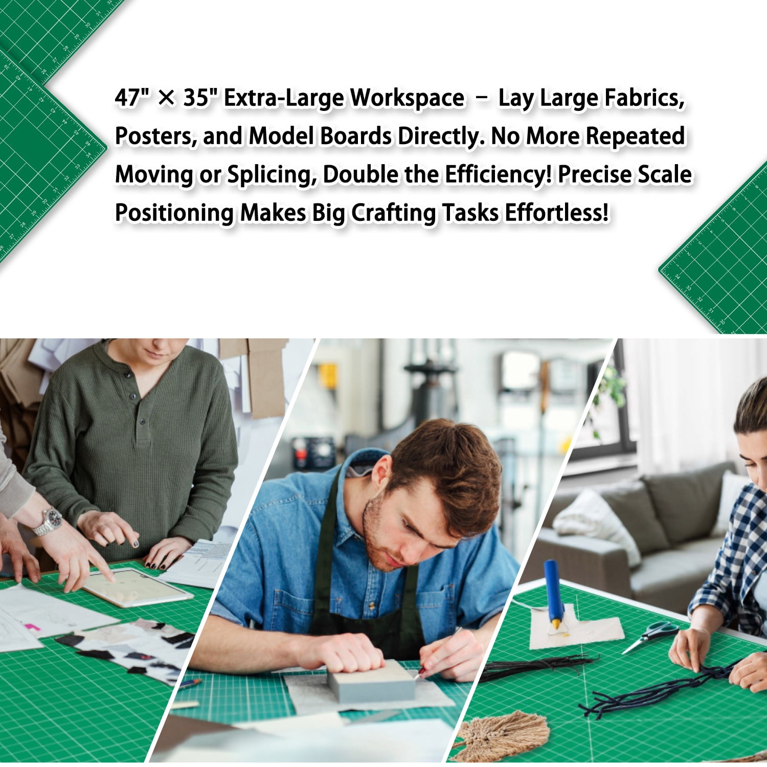 Large Self-Healing Cutting Mat 36"x48" 5-Ply Green Double-Sided Non-Slip for Sewing Quilting Fabric