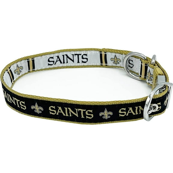 Pets First New Orleans Saints Reversible Collar Reversible NFL Dog Collar Premium Two-Sided Pet Collar with NFL Logo, Medium