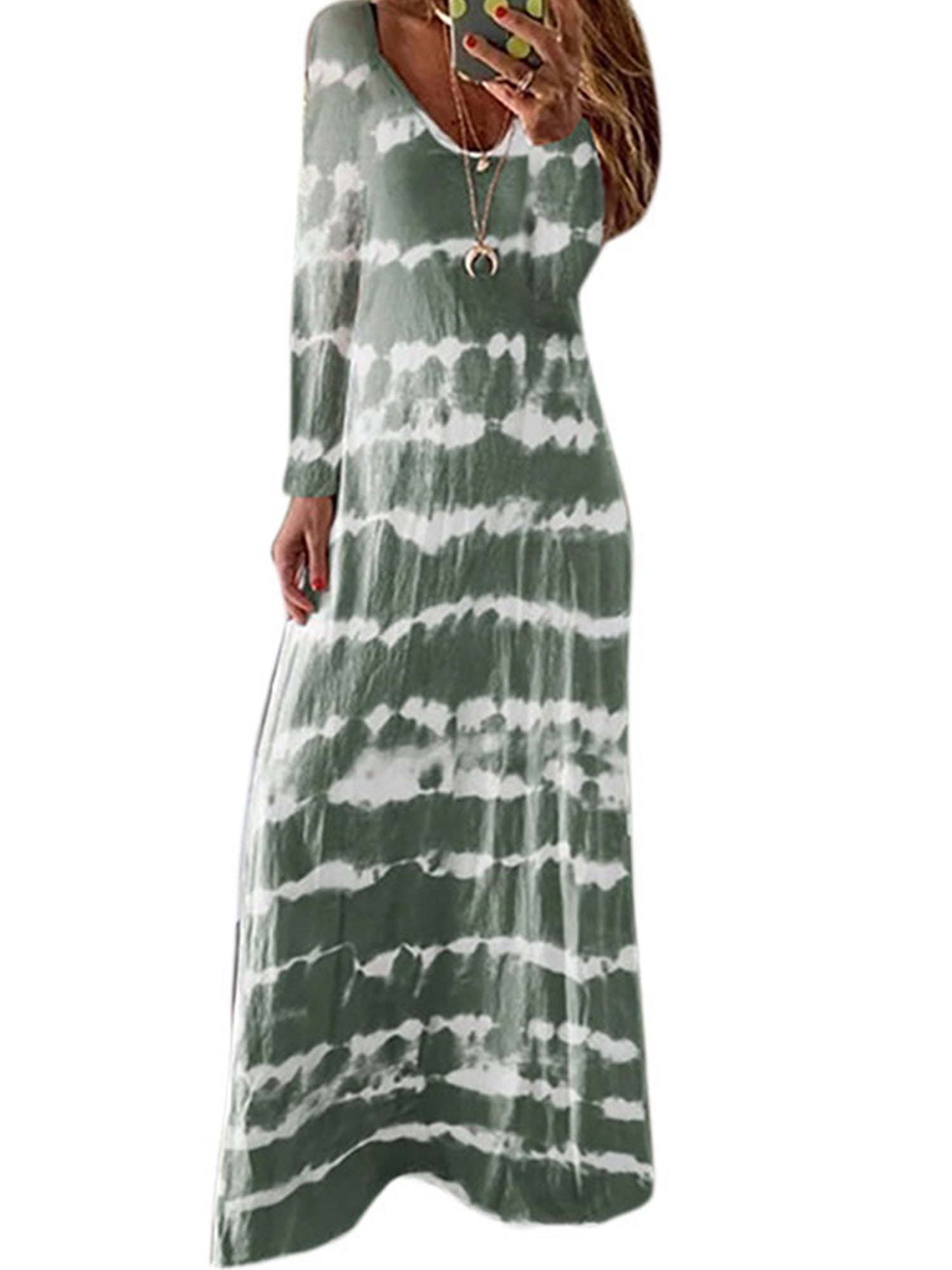 tie dye long sleeve maxi dress