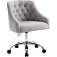 thumbnail image 3 of Velvet Office Swivel Chair, Vanity Chair, Fabric Desk Chair, Pretty Fancy Chair, Gold Office Chair for Girls, 360°Swivel Height Adjustable Reception Chair (Grey), 3 of 6