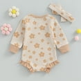 thumbnail image 6 of Douhoow Baby Girl Fall Jumpsuits Long Sleeve Floral Print Ruffles Romper, 6 of 7