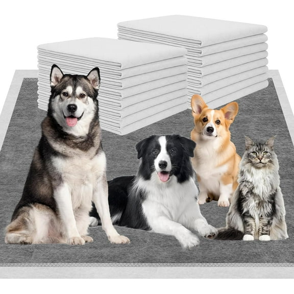 Charcoal Puppy Pads 36"×51", Ultra-Large Carbon Pee Pads for Dogs, Odor-Control Puppy Pads, 6-Layer Dog Training Pads, Ultra-Absorbent & Quick-Dry Black Puppy Pads 40 Count
