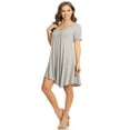 thumbnail image 2 of Women's Solid Casual Lightweight Relaxed Fit Short Sleeve Knit Tunic Top Dress, 2 of 5