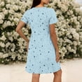 thumbnail image 5 of Livrdious Summer Dresses for Women Casual V Neck Short Sleeve A-Line Midi Dress Boho Beach Floral Print Sundress, 5 of 7