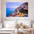 thumbnail image 2 of Elephant Stock Coastal Town Of Amalfi Wall Art - Horizontal Canvas Wall Art - Hallway Wall Decor - Beach Canvas - Blue And Orange Decor - 51" x 34", 2 of 4
