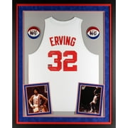 Angle View: Julius Erving New York Nets Deluxe Framed Autographed Adidas Swingman White Jersey with "3X ABA MVP" Inscription - Fanatics Authentic Certified