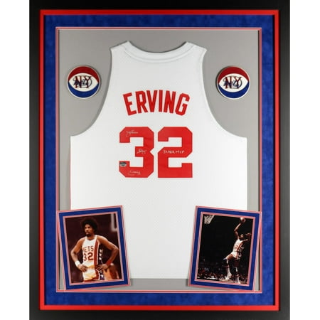 Julius Erving New York Nets Deluxe Framed Autographed Adidas Swingman White Jersey with "3X ABA MVP" Inscription - Fanatics Authentic Certified