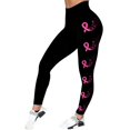 thumbnail image 6 of Breast Cancer Awareness Leggings For Women Pink Ribbon Print High Waist 4-Way Stretch Workout Pants for Running Casual, 6 of 6