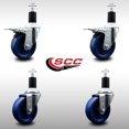 thumbnail image 2 of 4 Inch SS Solid Poly Swivel 1-1/4 Inch Expanding Stem Caster Set 2 Brakes, 2 of 2