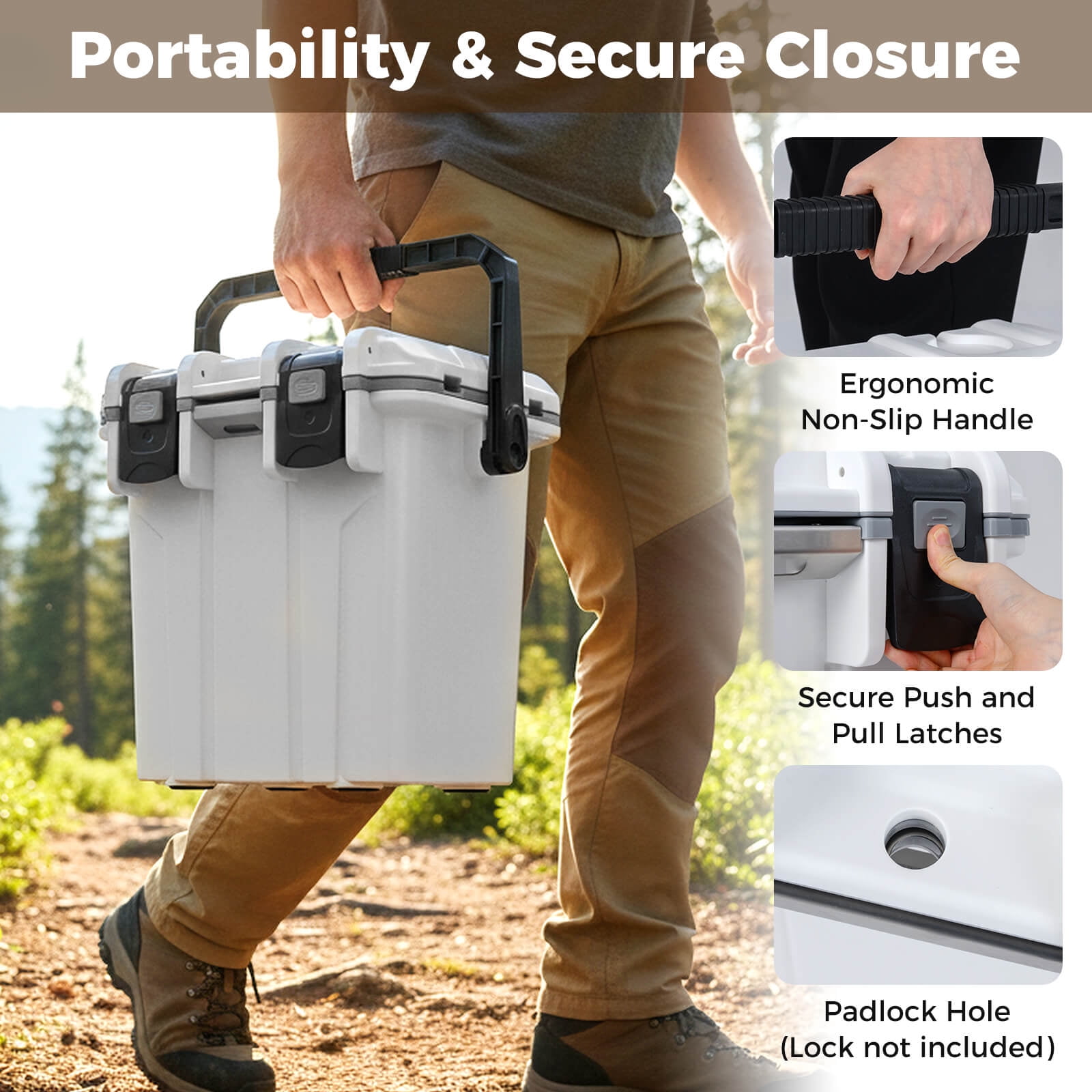 Costway 21 QT Ultra-Light Injection Molded Cooler with Swing-up Handle & Bottle Opener White
