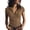 Khaki, variant on Women's Soft Stretchy Short Sleeve T Shirts Quarter Zip Mock Neck Slim Fit Solid Color Casual Tees Lightweight Breathable Summer Tops Gray L