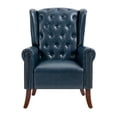thumbnail image 4 of MOJAY Mid-Century Modern PU Leather Accent Chair, Living Room Wingback Armchair with Rolled Arms, DarkBlue, 4 of 11