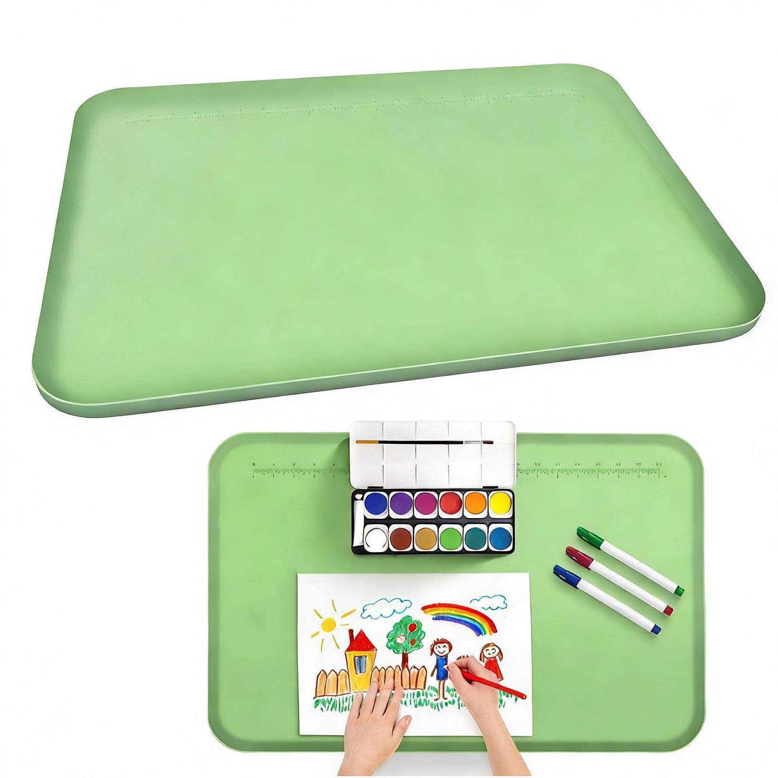 Silicone Craft Mat with Raised Edges to Contain Liquids and Keep Workspaces Cleaning for Projects