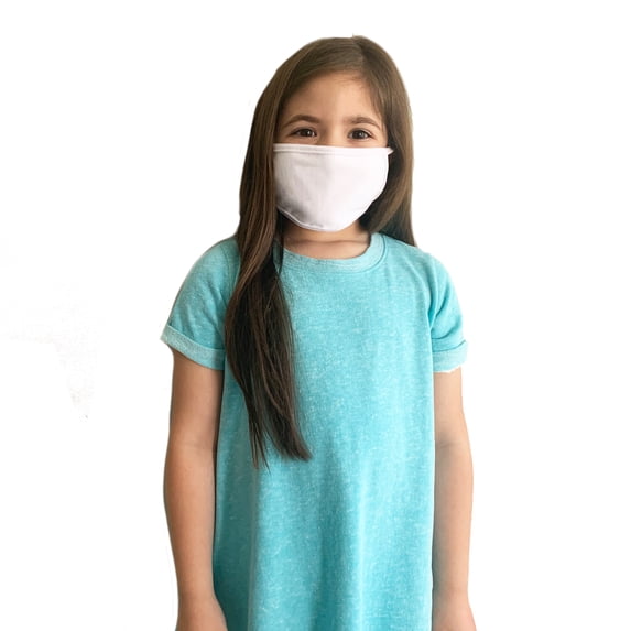Rabbit Skins 2-ply Cotton Fashion Protective Face Mask Cover Kids, Washable and Reuseable, White/White, Child