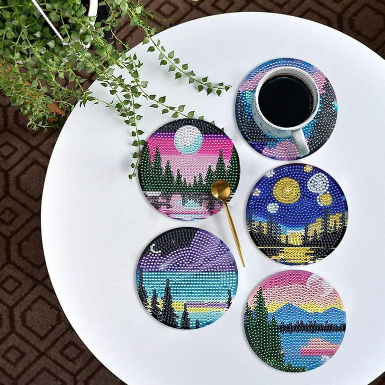  KTHOFCY 8 Pcs Diamond Painting Coasters with Holder
