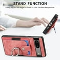 thumbnail image 5 of Feishell for Google Pixel 7 Wallet Case with Elastic Card Holder,Premium PU Leather Shockproof TPU Bumper 360° Rotation Finger Ring Holder Kickstand Anti-Scratch Protective Phone Case,Pink, 5 of 9