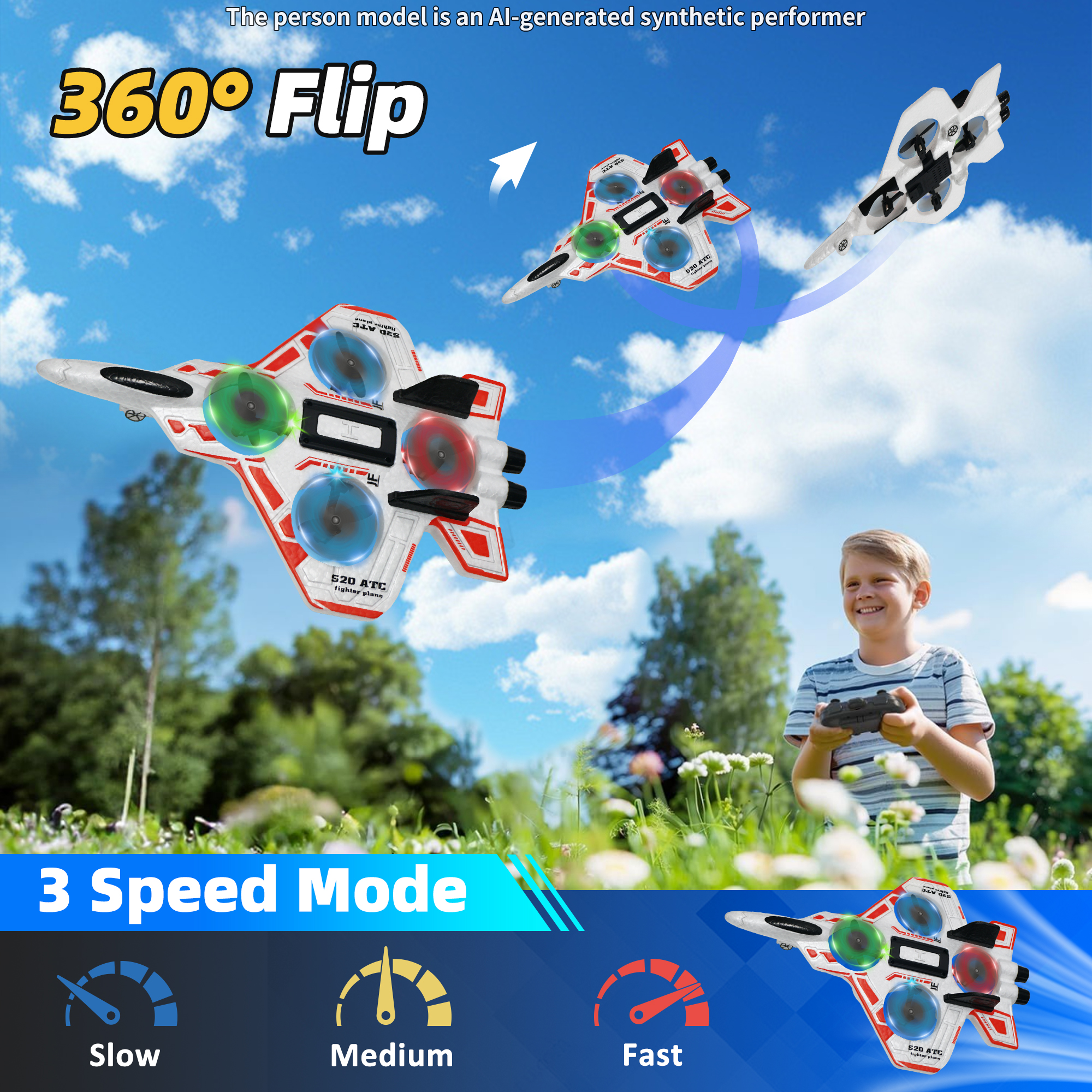 MAXKY Foam RC Airplane with 360° Stunt Flips photo 2