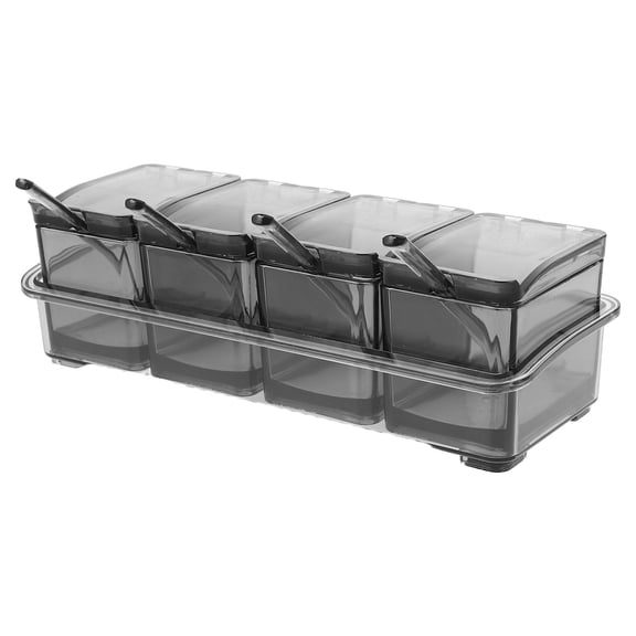COMPUKAS Black Kitchen Seasoning Container, Ps, Antislip Tray, Easy Spice Identification