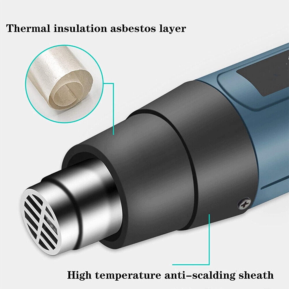 Heat Gun, 2500W Heavy Duty Hot Air Gun Kit with 140°F-1112℉ Dual-Temperature Settings and 4 Nozzles for Shrinking PVC,Stripping Paint, Crafts