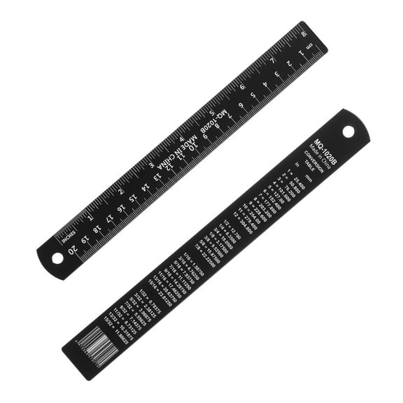 8 Inch Metal Ruler, Aluminum Alloy Metric Ruler with Inches and Centimeters Precision Measuring for Office Engineering Drafting, Black