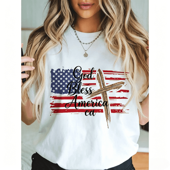 Celebrating American Heritage with "One Nation Under God" Flag Themed Casual T-Shirt for All Seasons Perfect for Women and Independence Day
