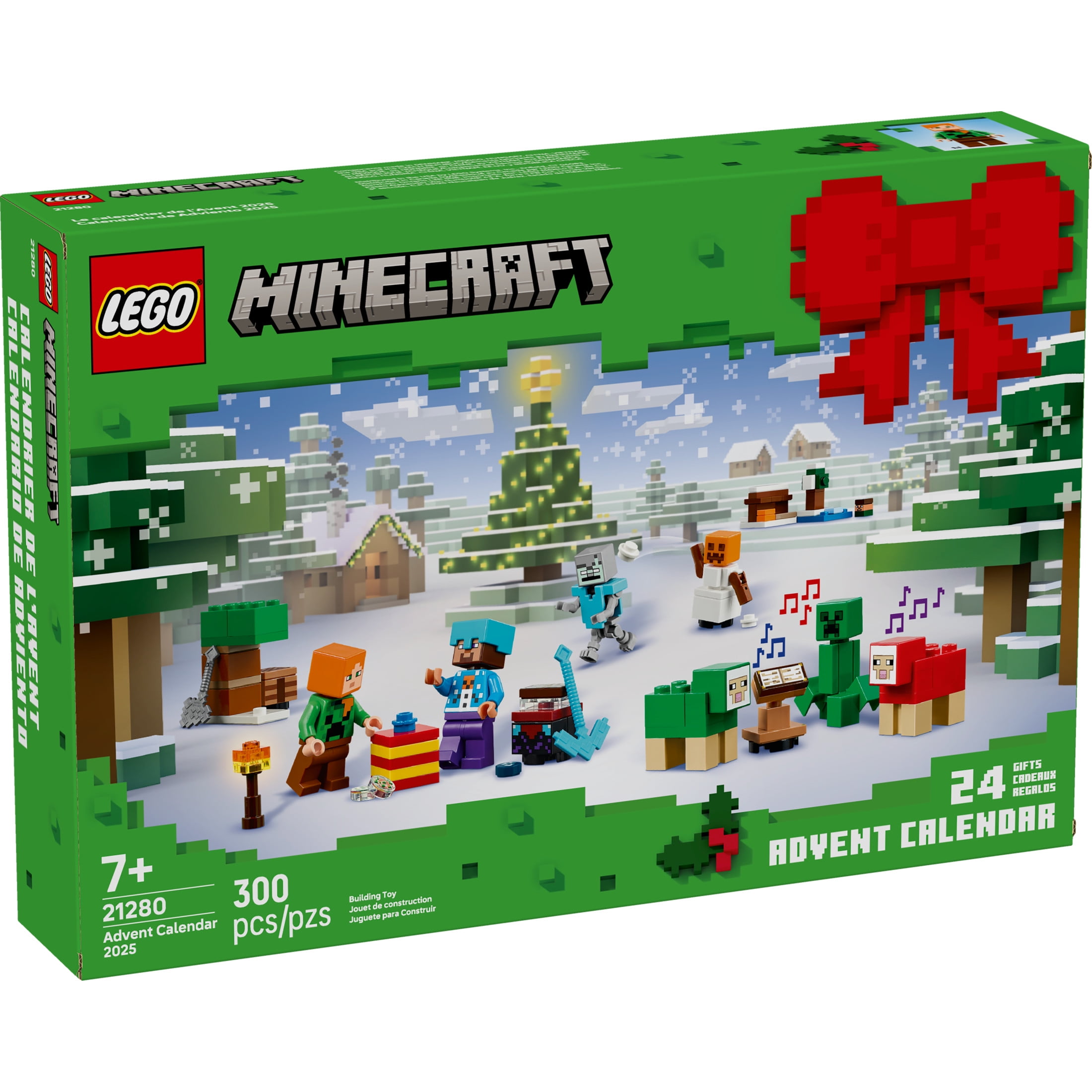 LEGO Minecraft Advent Calendar 2025 Building Toy - Kids Holiday Countdown Set for Boys & Girls, Ages 7+ - 24 Buildable Surprises & 8 Minifigures for Gamers - Collectible Gift for Christmas - 21280