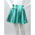thumbnail image 3 of Zaldita Kids Girls Shiny Metallic Flared Mini Skater Skirt High Waist A-Line Pleated Skirt Lake Green 10, 3 of 7