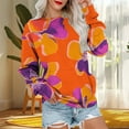 thumbnail image 3 of JTZGDY Fall Crewneck Sweatshirts for Women Loose Fit Casual Striped Color Block Printed Long Sleeve Graphic Pullover Tops Fashion Outfit 2025 Clothes Orange#02 S, 3 of 7
