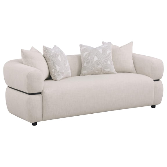 Jeanette 84-inch Fabric Upholstered Round Arm Sofa Beige