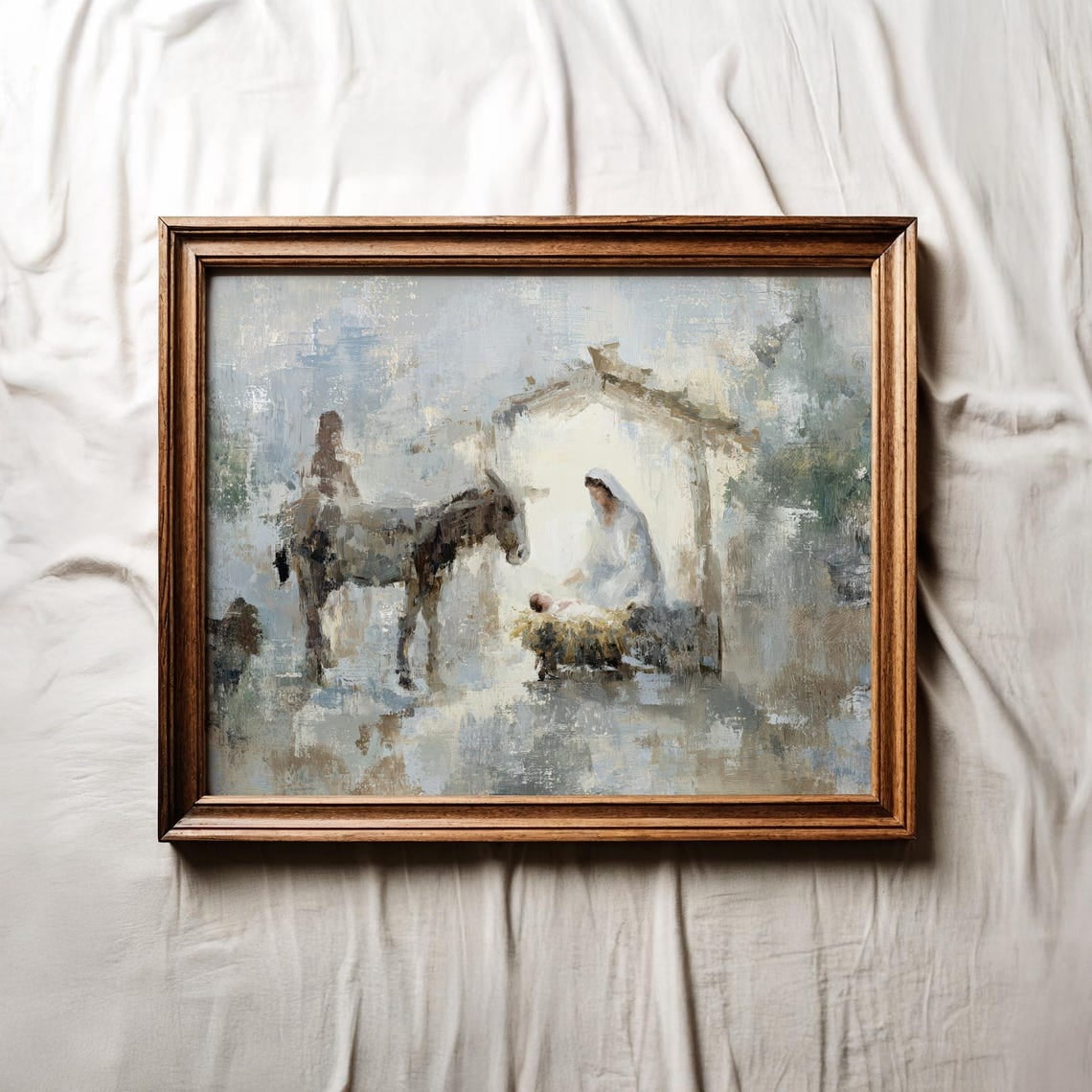 Nativity Bethlehem Baby Jesus Christian Christmas Wall Art Unframed Paper Print