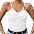 thumbnail image 5 of Camiseta sin mangas de punto para mujer, Top sin mangas con nudo torcido y tirantes finos, Top ajustado de verano, 5 of 5