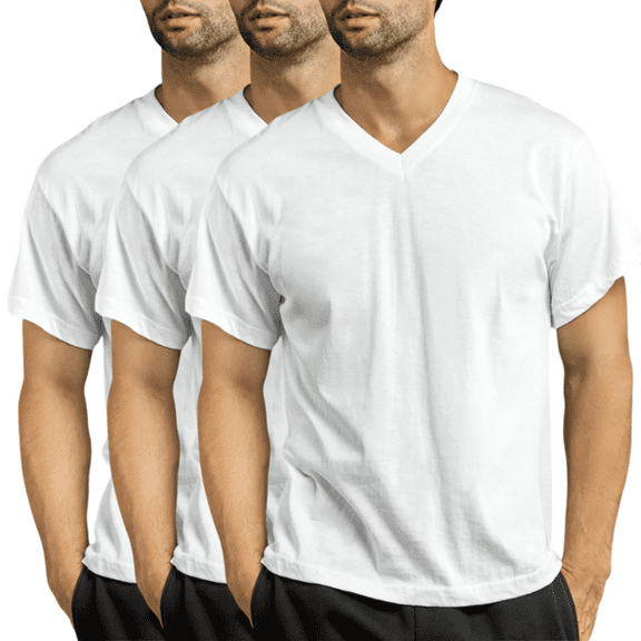 3 Pack Men's T-Shirts 100% Cotton V Neck Short Sleeve S-XL Basic Classic Fit Solid Regular Big & Tall Workout Plain Breathable Casual Tee Menswear Top