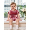 thumbnail image 6 of BemeyourBBs Toddler Baby Boy Girl Baby Summer Clothes Infant Baby Boy Girl 2 Piece Outfit Adorable Striped Short Sleeve T Shirt Tops with Shorts Set Homewear Loungwear, 6 of 9
