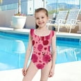 thumbnail image 4 of Girls Ruffled One Piece Swimsuit Summer Beach Vacation Swimwear Tank Swimsuit Red Valentine's Day Pattern, 4 of 8