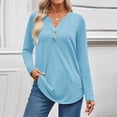 thumbnail image 3 of Women's long-sleeved casual formal tops Henley V-neck fall clothing, 3 of 9