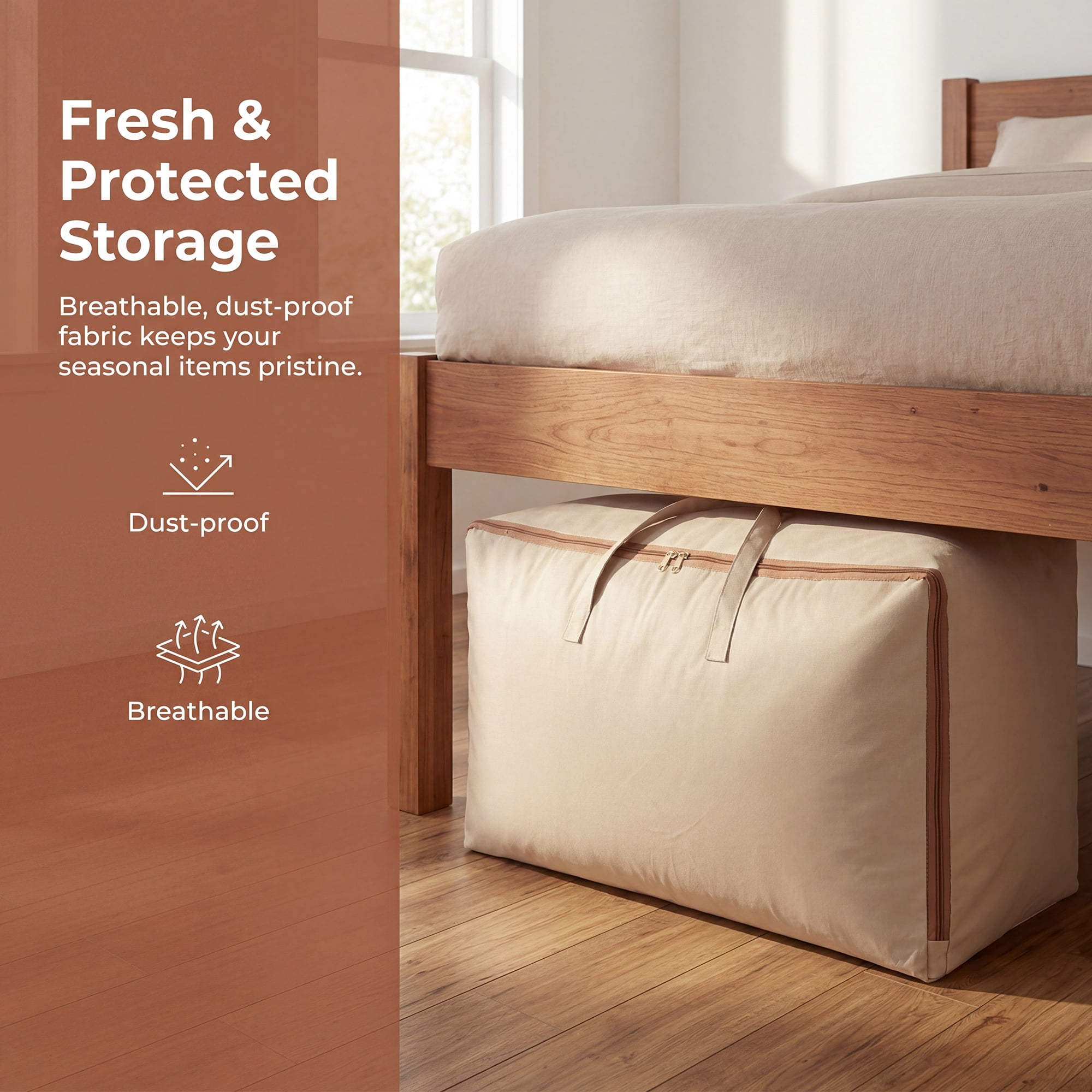 Unique Bargains Clothes Storage Bag for Organizing Closet Beige 23.6"x9.8"x15.7"