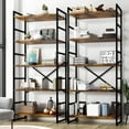 thumbnail image 6 of Walsunny 2PCS Wooden Bookshelves Bookcases 5 Tiers H-Shaped Open Display Shelves Brown, 6 of 7