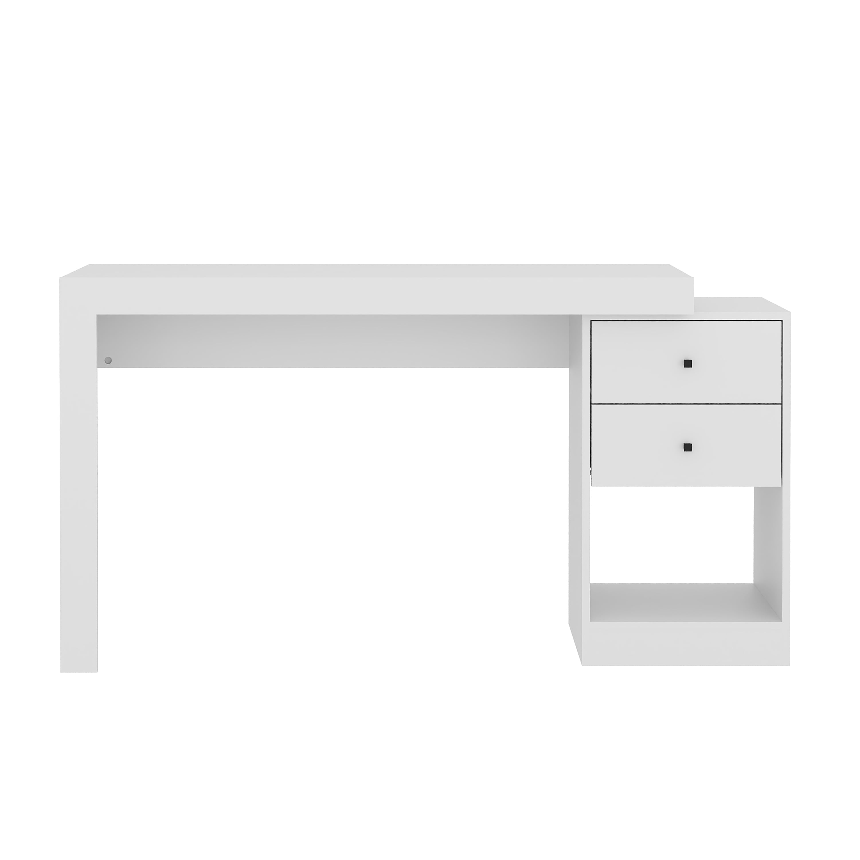 Expandable Home Office Desk, Heavy-Duty Engineered Wood Writing Table with 2 Storage Drawers & Open Bottom Shelf, Modern Expandable Workstation for Cassa Collection