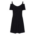 thumbnail image 3 of Amzcrzy Women's Wedding Party Dress Summer Solid V Neck Flowy A Line Plus Size Dresses Sleeveless Smocked Off Shoulder Mini Dress S-5XL, 3 of 5