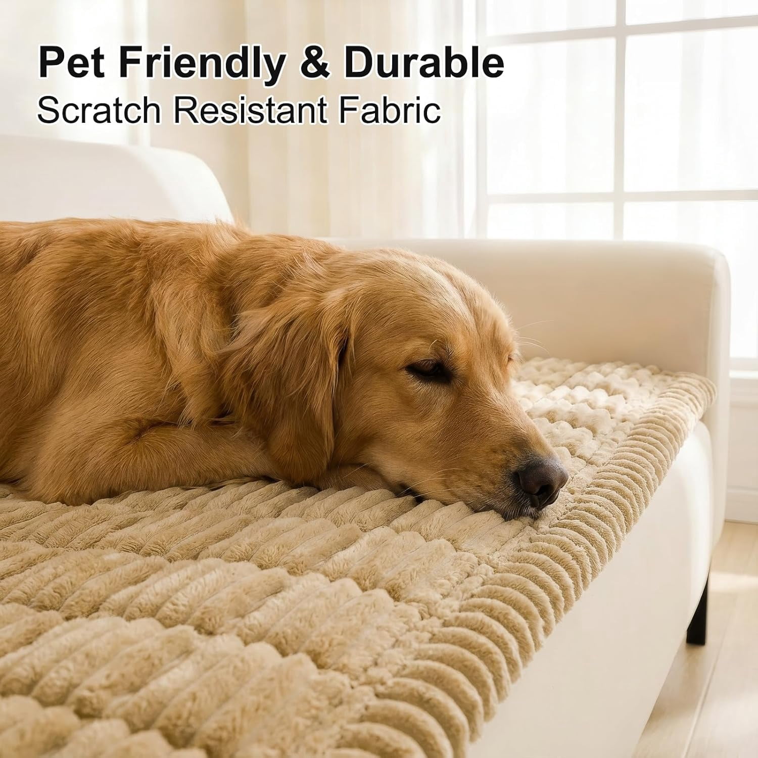 Couch Cover for Dogs, Non Slip Washable Sofa Protector for Pets, Soft Furniture Cover for Pet, Stylish Sofa Covers, Cozy Protect Against Fur, Dirt & Everyday Messes (Camel, 27.6" x82.7")